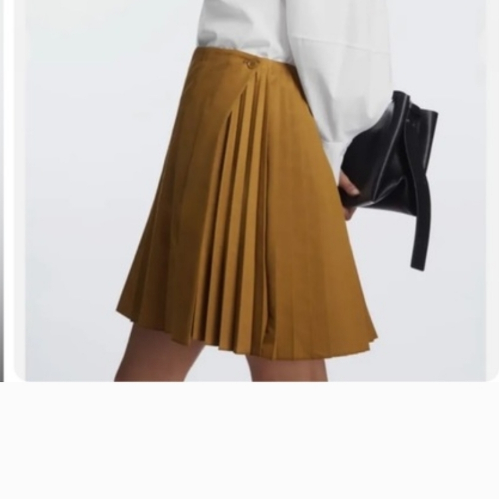 COS Pleated Mini Skirt Caramel Tan Camel Beige 6